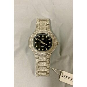 Techno Pavé Iced-CZ 8712C Men's Stainless Steel Quartz Analog Wristwatch NEW